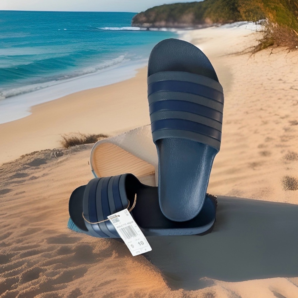 Adidas Adilette Aqua Men’s Size 9 Slide Sandals. Dark Blue Ink. New With Tags.